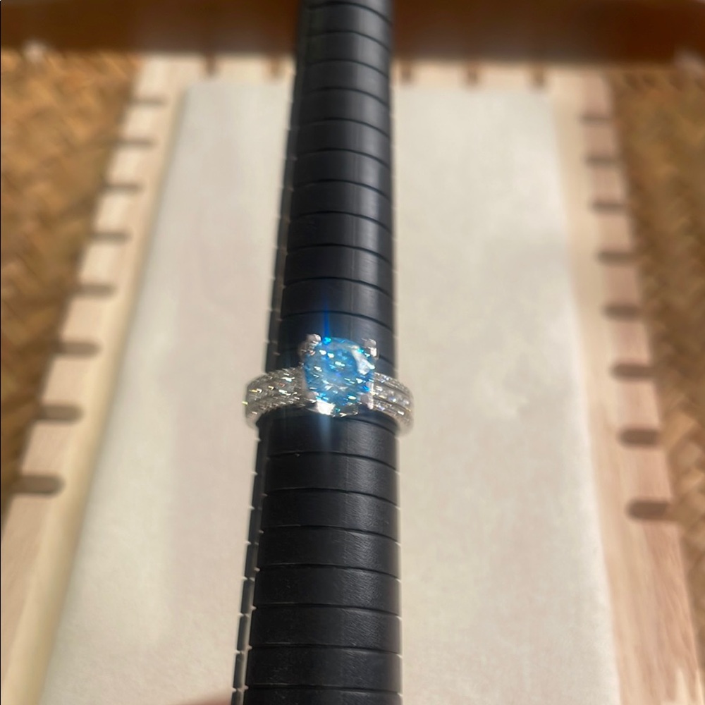 Sterling Silver and Moissanite Ring